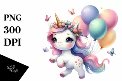 Whimsical Fantasy Clipart, Glossy Balloon Unicorn Product Image 1