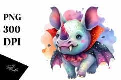 Colorful Whimsical Rhino with Vampire Fangs | Sublimation Product Image 3