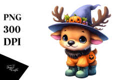 Cute Elk Dressed for Halloween PNG Product Image 1