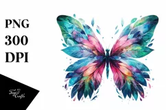 Abstract Butterfly with Plant Leaves, PNG Product Image 1