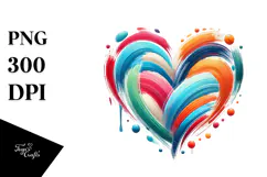 Colorful Heart with Wings and Crown PNG Product Image 1