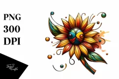 Stained Sunflower Watercolor Splash | Clipart Product Image 1