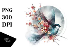 Bird Made of Spring Flowers PNG Product Image 1