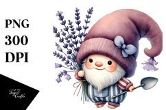 Watercolor Baby Gnome with Lavender and Calla Lily PNG Product Image 1