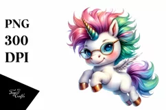 Cute Unicorn Jumping with Floral Wreath, Transparent PNG Product Image 1