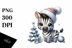 Cute Baby Zebra Watercolor PNG Product Image 1