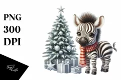 Cute Baby Zebra Watercolor PNG Product Image 1