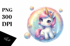 Pastel Baby Unicorn Bubble | Sublimation | Clipart Product Image 3