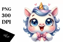 Funny Unicorn with Big Eyes PNG Product Image 1