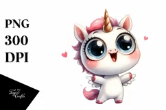 Funny Unicorn with Big Eyes PNG Product Image 3