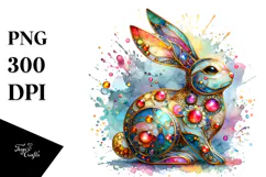 Colorful Bunny in with Gold, PNG Product Image 1