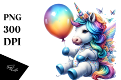 Baby Unicorn with Balloon Animal, Transparent PNG Product Image 1