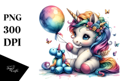 Baby Unicorn with Balloon Animal, Transparent PNG Product Image 1