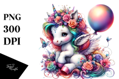 Baby Unicorn with Balloon Animal, Transparent PNG Product Image 1