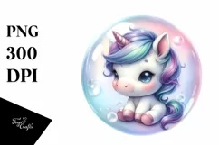 Pastel Baby Unicorn Bubble | Sublimation | Clipart Product Image 1