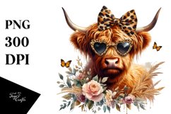Elegant Highland Cow | Sublimation | Clipart Product Image 1