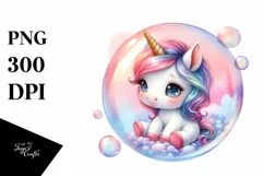 Pastel Baby Unicorn Bubble | Sublimation | Clipart Product Image 3