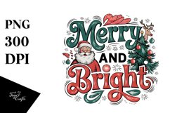 Retro Merry and Bright Christmas Png Product Image 5