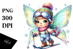 Baby Fairy with Skis, Transparent PNG Product Image 1