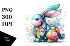 Colorful Pastel Bunny in , PNG Product Image 1