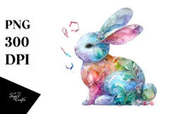 Colorful Pastel Bunny in , PNG Product Image 1