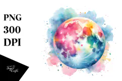 Colorful Watercolor Moon in Pastel Colors | Sublimation | Product Image 1