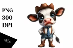 Watercolor Expressive Baby Cow with Tie | Sublimation | Product Image 3
