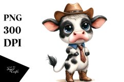 Watercolor Expressive Baby Cow with Tie | Sublimation | Product Image 3