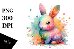 Colorful Pastel Bunny in , PNG Product Image 1