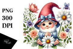 Cute Baby Gnome with Daisy PNG Product Image 1