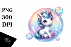 Pastel Baby Unicorn Bubble | Sublimation | Clipart Product Image 1