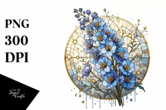 Detailed Stained Delphinium Watercolor Product Image 1