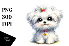 Cute Cartoon Maltese PNG Product Image 1