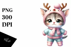 Baby Kitten Celebrating Christmas, Transparent PNG Product Image 1