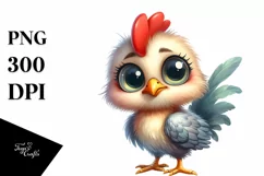 Funny Baby Rooster Standing with Big Eyes | Clipart Product Image 1