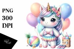Whimsical Fantasy Clipart, Beach Unicorn Balloon Dance Product Image 3