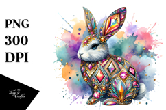 Colorful Diamond Bunny PNG Product Image 1