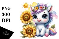 Baby Unicorn Watercolor Splash | Clipart Product Image 1