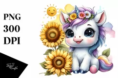 Baby Unicorn Watercolor Splash | Clipart Product Image 1