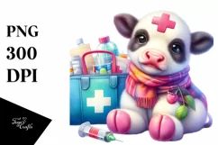 Baby Cow with First Aid Kit, Transparent PNG Product Image 3