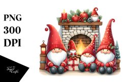 Red Gnomes by the Fireplace PNG Product Image 3