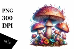 Detailed Pastel Magical Mushroom PNG Product Image 1