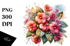 y Impatiens Watercolor PNG Product Image 1