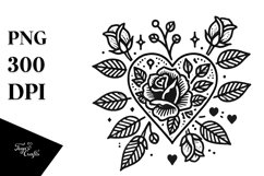 Simple Tattoo Style Heart PNG Product Image 1