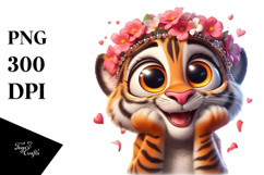 Silly Cartoon Tiger with Sparkling Eyes PNG Product Image 1