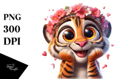 Silly Cartoon Tiger with Sparkling Eyes PNG Product Image 1