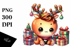 Baby Octopus Celebrating Christmas, High-res PNG Product Image 3