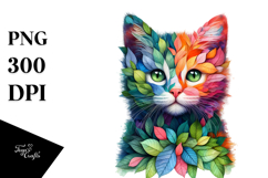 Vibrant Kitten with Plant Leaves PNG Product Image 1
