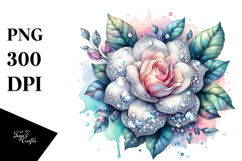 Detailed Diamond Gardenia, Watercolor Splash PNG Product Image 1