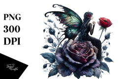 Creative Gothic Fairy on Flower PNG Product Image 1